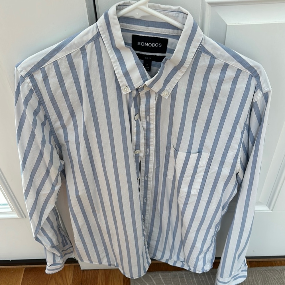 Bonobos Blue and White Striped Shirt